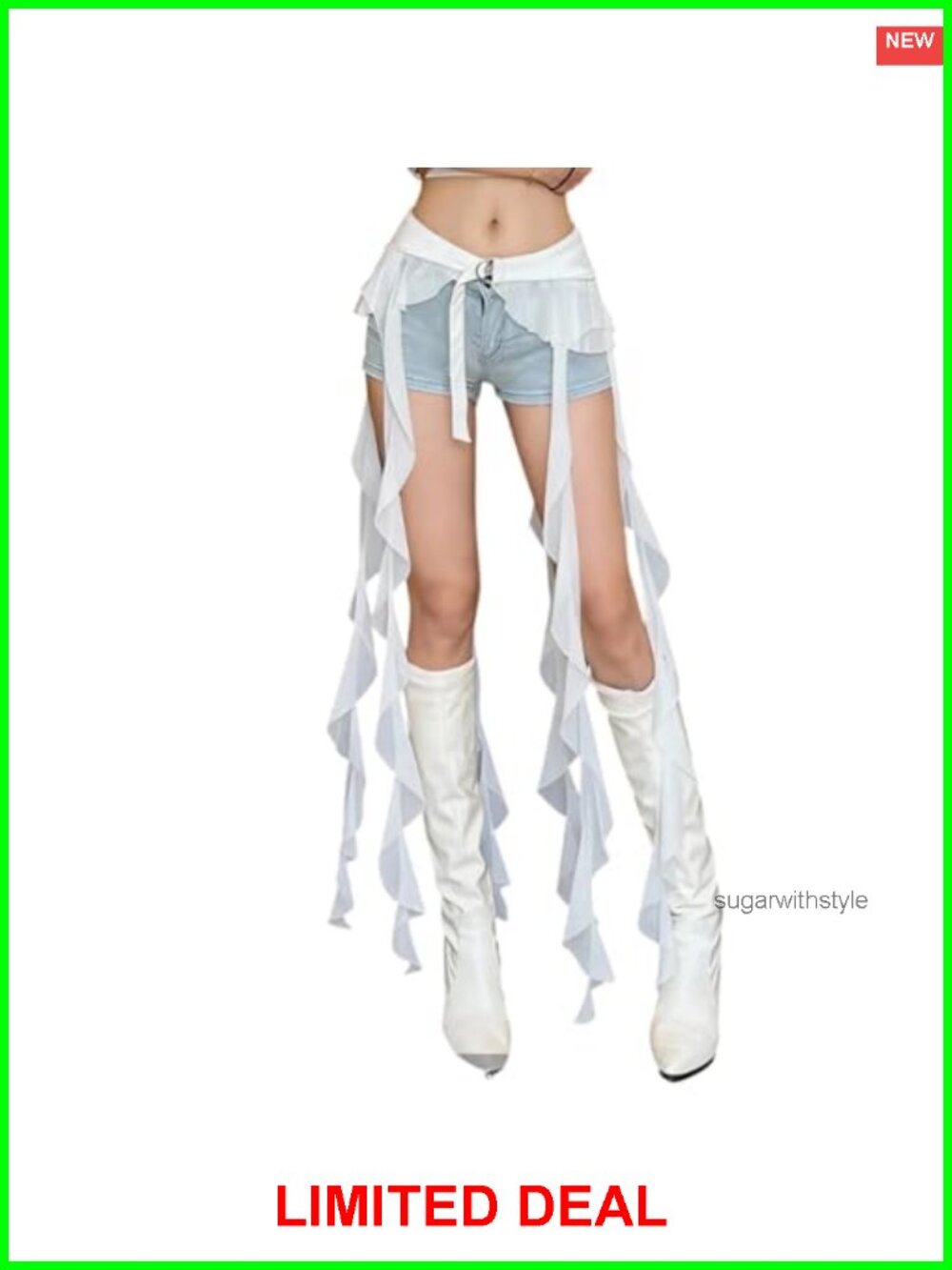 Sheer Chiffon Ruffle Waist Wrap Scarf Fringe Hip Skirt